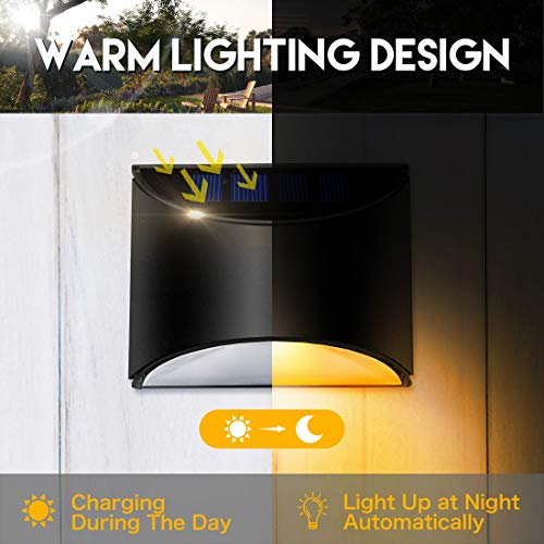 LeiDrail Solar Step Lights Outdoor Deck Fence Stair Warm Light Sun Powered LED Illuminated Landscape Lighting Waterproof for House Yard Garden Post Black - 4 Pack - Thumbnail 4