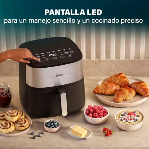 Fritadeira de ar de dupla temperatura 8L XXL, fritadeira de ar com elemento de aquecimento duplo para cozedura mais rápida e resultados crocantes, 15 em 1, sem BPA e PFAS, 2000 W, 182280