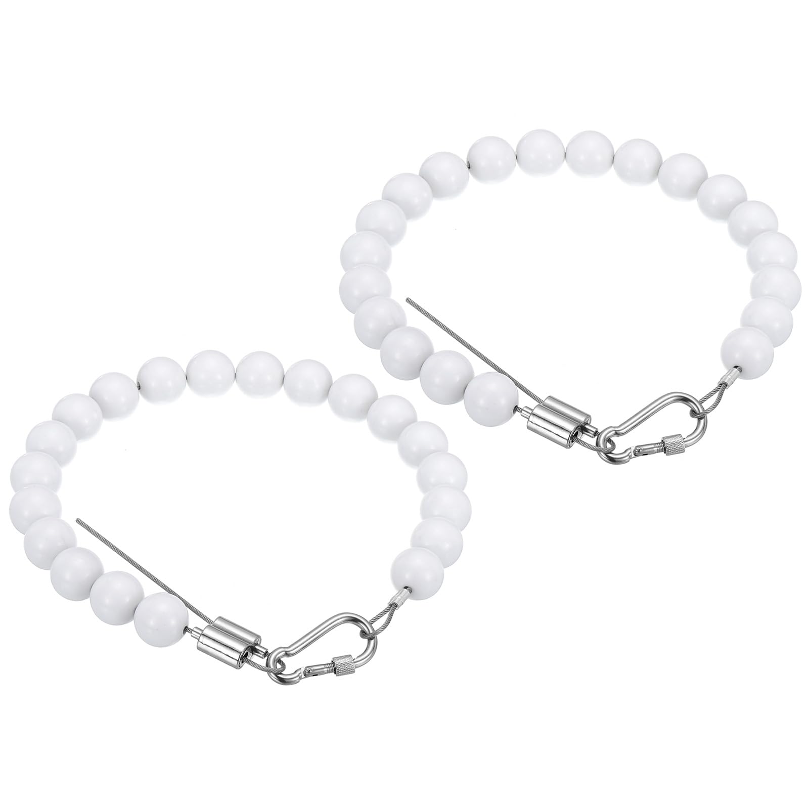 PATIKIL Flagpole Retainer Ring Flag Pole Accessories, Flag Beaded Mount Ring Fits 3" 4" 5" 6" 7" Flagpole Keep Flag Close to Pole Weight with Stainless Steel Cable, White