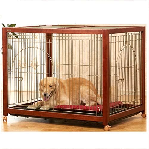 ダブルドアメタルドッグケージドッグパピーケージ37インチトレイ付きペットキャリアトレーニングケージユニバーサルホイールトイレ付き 正規逆輸入品