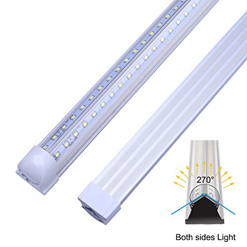 8FT Integrated LED Tube Light V Shape 72W (150W Fluorescent Equivalent), Works without T8 Ballast, Plug and Play, Clear Lens Cover, Cold White 6000K Pack of 6 - Thumbnail 2