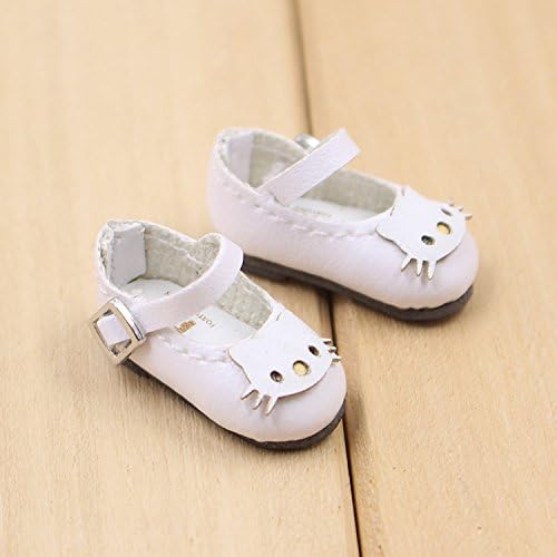 Fortune days toys for 1/6 Doll Shoes, Kitty cat and Butterfly Style Handmade Shoes Four Different Color, Suitable Blythe ICY licca Azone Body and More! (Withe cat)
