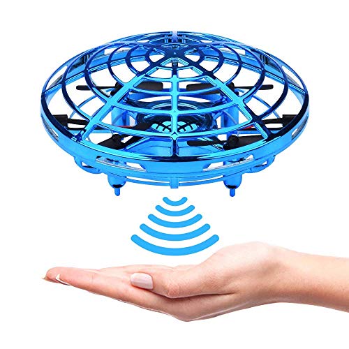 Mini Drones for Kids and Adults,HENZIN Hand-Controlled Drone Quadcopter Flying Ball Toy Drones Interactive Infrared Induction RC Helicopter Gifts for Boys or Girls - Blue