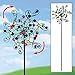 Collections Etc Mirrored Kinetic Wind Spinner Garden Stake with Dual Rotors