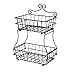 Birsppy mcyiqihai Linkfu 2 Tier Fruit/Bread Basket Removable Screwless Metal Storage Basket Rack for Snack, Bread, Fruit, Vegetables, Counter, Table, Kitchen and Home - Black