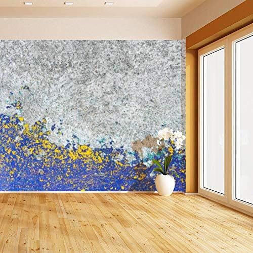 Abstract from old grey concrete wall with yellow and blue painted Self Adhesive Peel and Stick Wallpaper Self Stick Mural Photos Home Wall Paper Sticker Wall Mural Decals Fresco Posters Removable