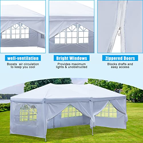 ECOTOUGE 10 x20 Canopy Tent with Sidewalls, Folding Pop Up Canopies