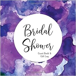 Bridal Shower Guest Book and Gift Log: Shower Keepsake to record advice for bride / newlyweds. 8.25 inch x 8.25 inch. 108 pages / 54 sheets. Purple, Blue, Aqua, by Vivid Ink Vault