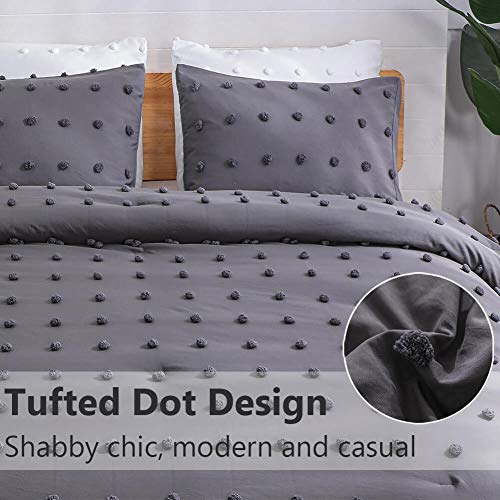 Paxrac Tuffed Grey Comforter Set King Size(104x90 inches), 3 Pieces Soft Cotton Lightweight