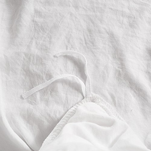 Smoofy Bedding Duvet Cover Set Ball Pom Fringe Bedding Pillowcase Sets (Queen, White)