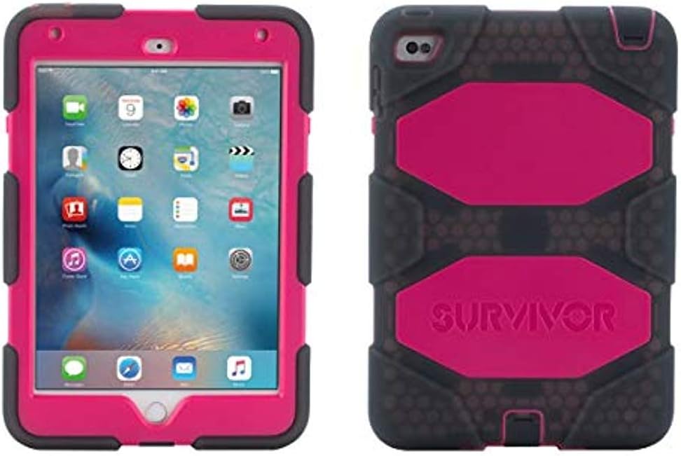 Griffin Rugged Protection Survivor All-Terrain Case for iPad Mini 4 - (Smoke Black/Pink)