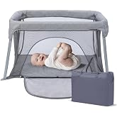 CAPAKIDDO Lightweight Travel Crib - Portable Baby Playard | Foldable with Zipper Door, No Tools Setup, Compact for On-The-Go