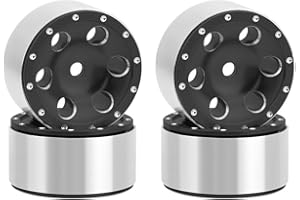 JUZUXI 1.0 Inch BeadLock Wheel Hub Rims-4Pcs Aluminum Alloy Deep Dish Metal Wheels for 1/18 1/24 DJCRAWLER TRX4M SCX24 FCX24 RC Crawler Car Wheels Upgrades Accessories (Black)
