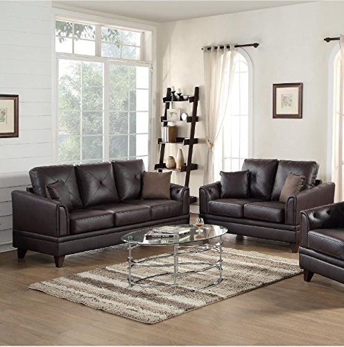 Benzara BM168704 Leather Sofa Loveseat Cushions, Brown