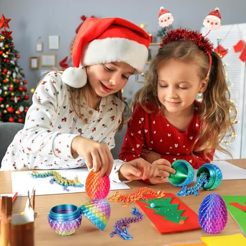 Uniiking® 3D Printed Dragon Eggs with Dragon Inside, 3D Printing Toys for Kids & Adults, Unique Desktop Decoration & Collectible(4 Pack, B)