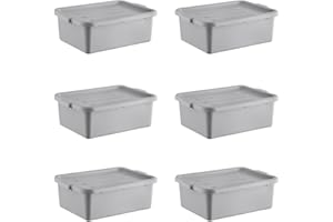 ZEDFIRE 6-Pack Polypropylene Bus Tub with Cover, Durable Bus Box for Professional Food Service Use, Plastic Restaurant Tub, Commercial Tote Box for Food Service or Transporting, (20" x 15" x 7"), Gray