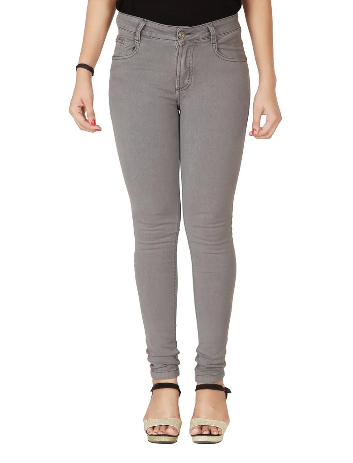 flirt nx women's denim stretchable grey slim fit jeans