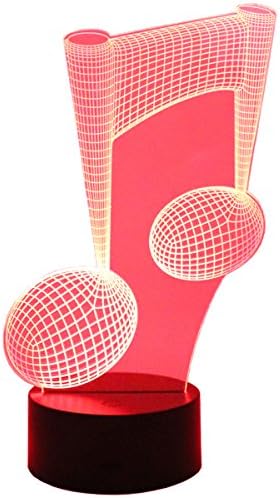 Hguangs 3D Lamp Music Note Shape Night Lamp 3D Optical Illusion Night light Desk Table Light 7 Colors Changing Touch Control Gift for Christmas Birthday Valentine's Day Kids Children Girl and Boy