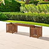 Furinno Outdoor Planter Box with Seater Wood Natural 173.99 W x 45.46 H x 40.13 view 5