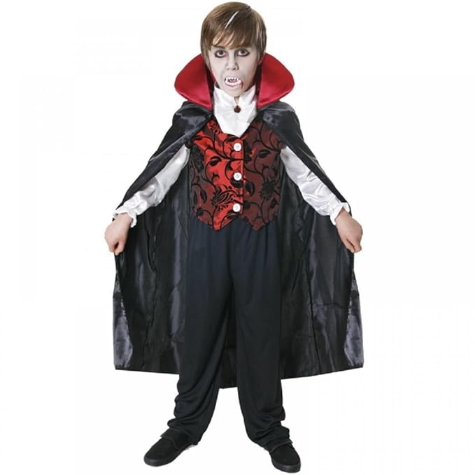Deluxe Vampire Costume Dracula Cape Kids Childrens Halloween Fancy