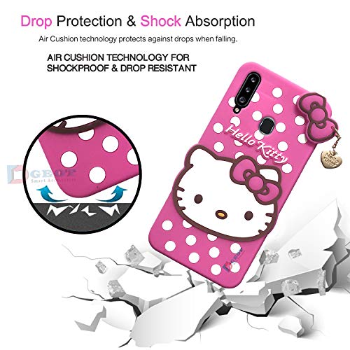 Dgeot® Hello Kitty Back Case Cover | 3D Cute Hello Kitty | Soft Silicone Rubber Back Cover with Pendant Compatible for S