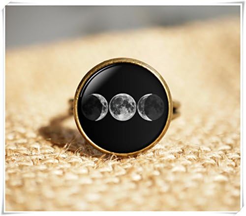 Beautiful Dandelion Triple Goddess rings, Wiccan jewelry, Moon Goddess jewelry