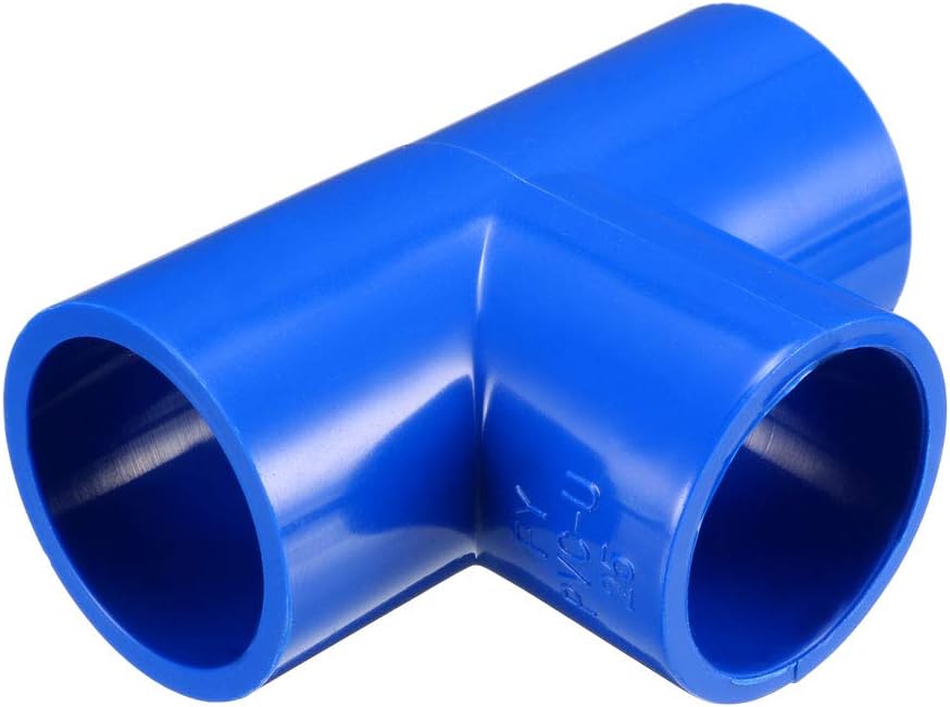 sourcing map 25mm Slip Tee PVC Pipe Fitting T-Shaped Coupling Connector Blue 10 Pcs, 25mm Tee, 10 Pack