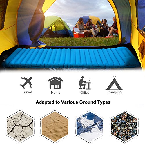 Andake 1.2lb Ultralight Sleeping Pad, Ultra-Compact Inflatable Air Sleeping Mat, Thickness for Backpacking, Camping, Hiking, Fishing, Outdoor Leisure, w/Air Pump Dry Sack Bag