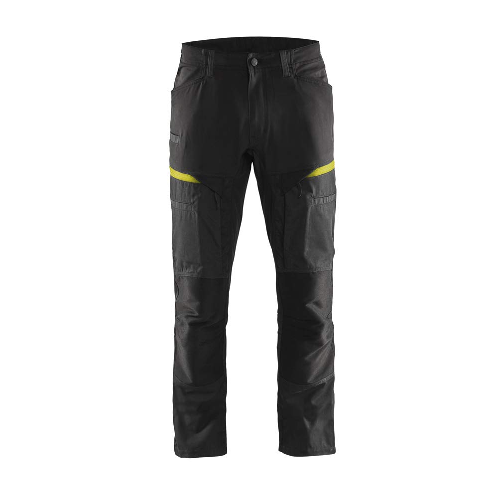Blaklader 145618459933C146 Service Work Trousers with Stretch, Black/Yellow, Size C146
