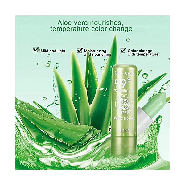 Moisturizing Lip Balm, Color Changing Lip Gloss Lipstick Beauty Tool Aloe Vera Lip Care Balm 3.5g