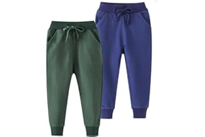 vindoo Toddler Boys Cotton Jogging Sweat Pants, Pull-On Cartoon Picture Active Sweatpants 2-Pack