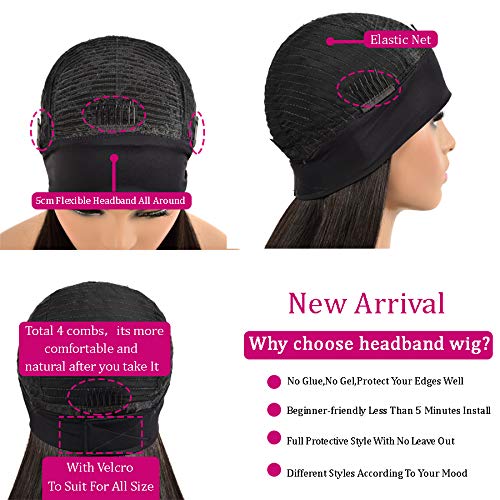 Headband-Wig-Human-Hair-Wigs-Non-Lace-Front-Wigs-Human-Hair-For-Black-Women-Glueless-Machine-Made-Loose-Deep-Wave-Headband-Wigs-Natural-Color-150-Density-20-Inch-Loose-Deep