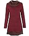STYLEWORD Women's Long Sleeve Drape Scarf Neck Patchwork Casual Tunic Top(Wine,XL)
