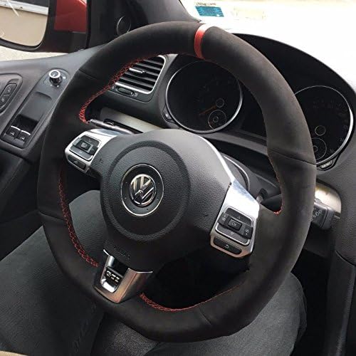 Suede GTI Clubsport Steering Wheel Cover for VW Golf MK6 R GTI GLI 2010-2014