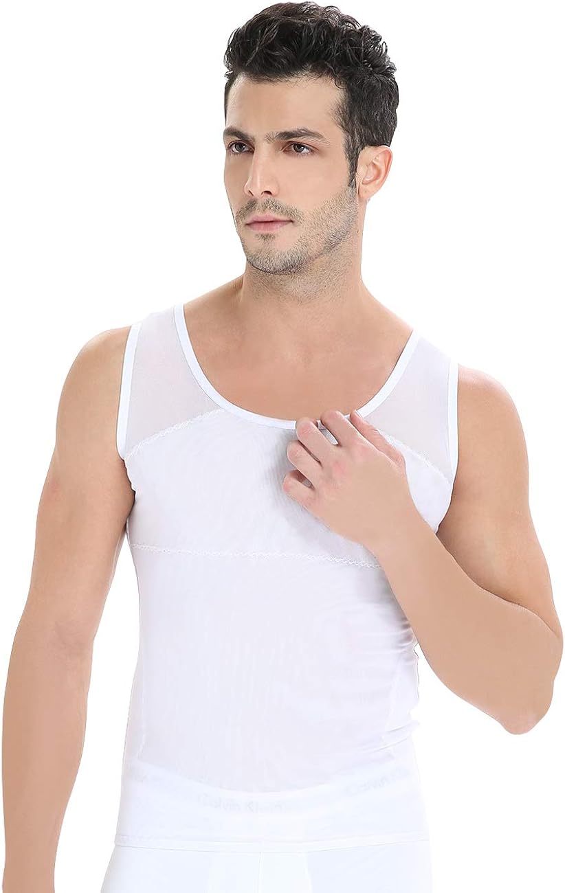 Roacoa Slimming Body Shaper for Men, Tummy Control and Gynecomastia Compression Undershirt: Clothing