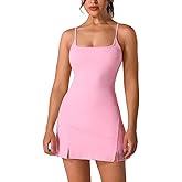 ABOCIW Womens Spaghetti Strap Tennis Dress with Shorts Sleeveless Side Slit Workout Golf Athletic Dress