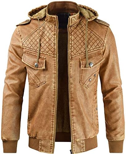 Moserian Coat for Men's New Winter Hooded Leather Jacket and Velvet Collar Coat