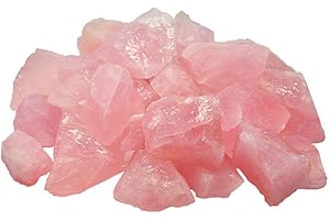 UFEEL 1 LB Bulk Rough Rose Quartz Crystal for Tumbling, Cabbing, Polishing - Large 1" Natural Raw Stones 1 Pound (About 450 Gram)