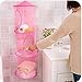 Goldenvalueable Hanging Mesh Space Saver Bags Organizer 3 Compartments Toy Storage Basket for Kids Room organization mesh hanging bag 2 Pcs Set, Pink and Purple