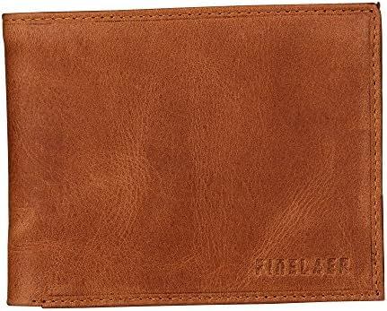 Finelaer Men Brown Leather Slim Billfold RFID Wallet