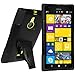 Amzer Double Layer Rugged Hybrid Case Cover with Kickstand for Nokia Lumia 1520 - Retail Packaging - Black