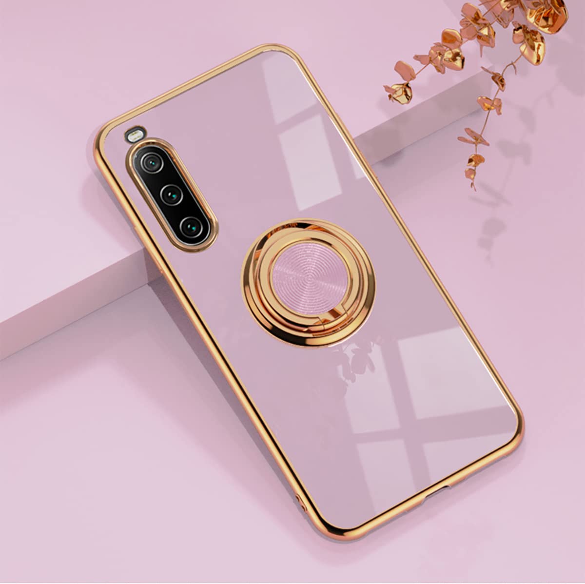 Sawiqpd Sony Xperia 10 V Case (5th Gen), TPU Silicone Soft Material Phone Case with Ring Hold Kickstand Shockproof Cover Support Magnetic Car Mount Slim Protective Case for Sony Xperia 10 V, Purple