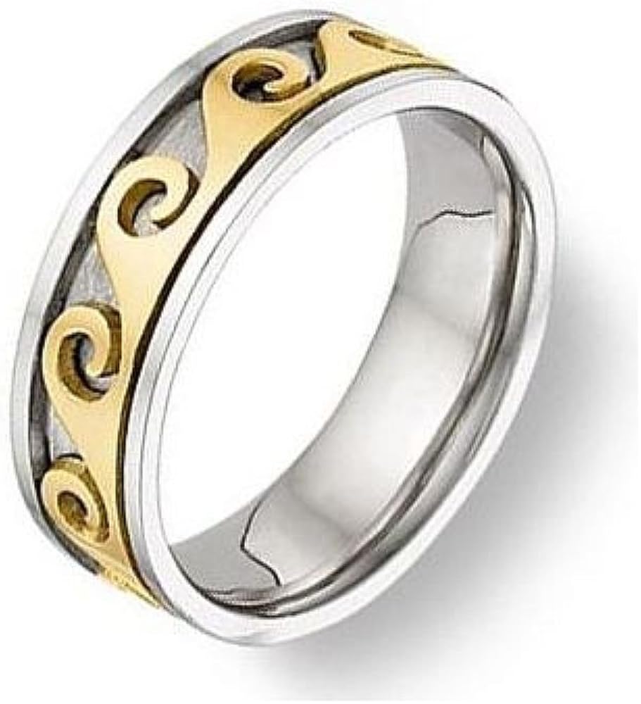 18K Gold 7mm Two Tone Celtic Spiral Wedding Band 4020