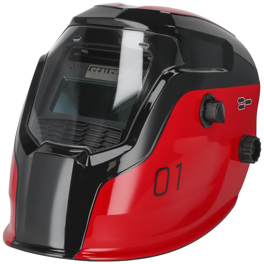 Sealey Welding Helmet Auto Darkening Solar Powered True Colour - Shade 9-13 - Red - PWH1