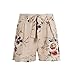 RUIGO Women's Casual High-waisted Boho Ruffles Floral Print Skirt Shorts Skort (L, Khaki)