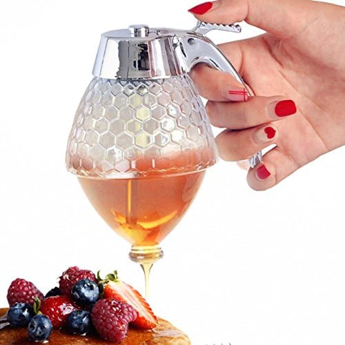 7TECH Honey &amp; Syrup Dispenser 200ML Jar Container Acrylic Storage Pot - No Drip, Moderate Flow, 8Oz