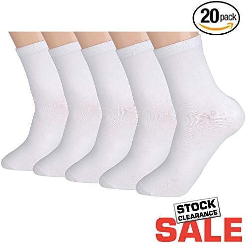 Donkey Jet - White socks mens 20 pack - Crew socks Size 9-13 - Well Straight Cotton Dress Socks for Men Boy - Organic socks men pack