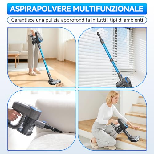 Ziaggnar Wireless Vacuum Cleaner, 6 in 1 Ultra-Light Wireless Electric Broom, 55 Minutes Runtime, Anti-Winding, Powerful Vacuum Cleaner for Floors/Carpets/Animal Hair
