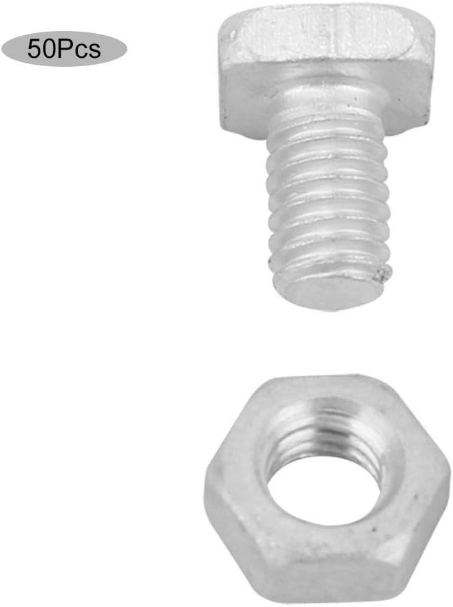 Duokon 50pcs Aluminium Nuts + 50pcs Bolts Greenhouse Cropped Head Nuts & Bolts M6 x 12mm Silver