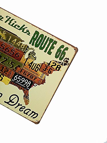 ERLOOD Route Us Road 66 License - Retro Vintage Tin Sign 12 x 8 - Thumbnail 3